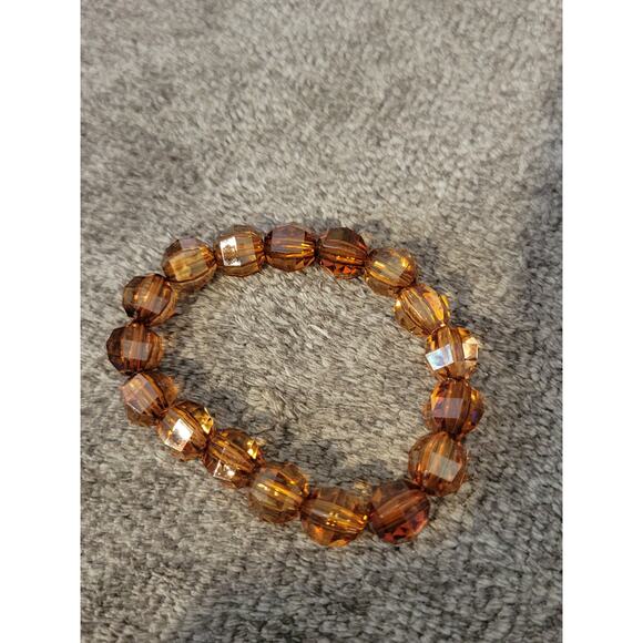 Duo Elastic Bracelets Red and Brown Beads - Picture 3 of 8